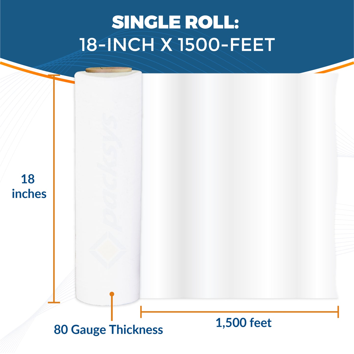 Packsys Colored Stretch Film 18" 80Ga 1500ft 4-pack