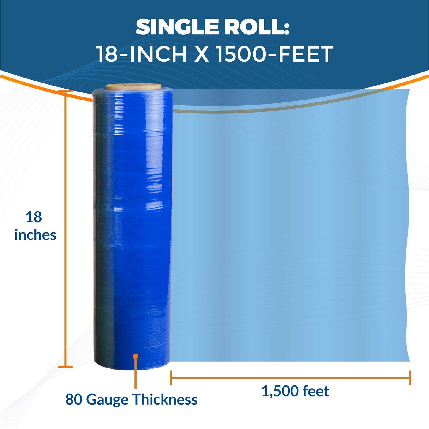 Packsys Colored Stretch Film 18" 80Ga 1500ft 4-pack