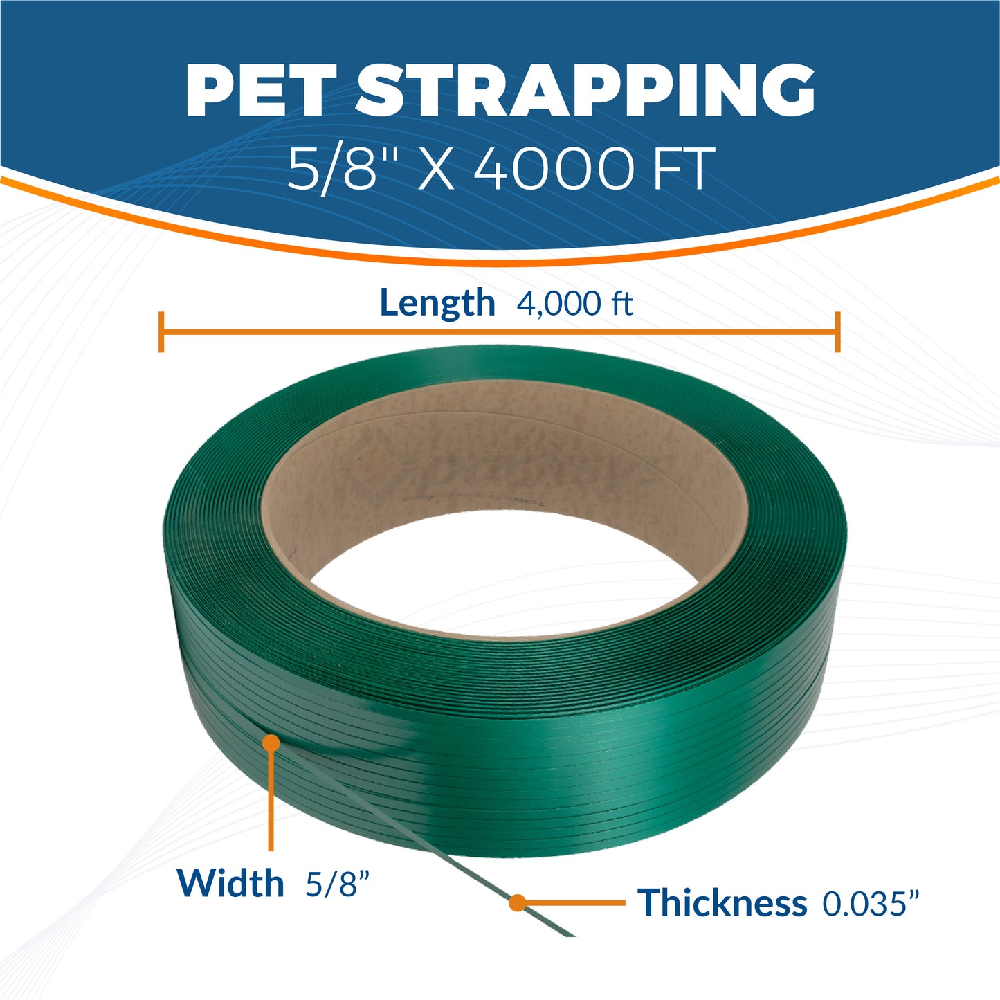 Pet Strap Green Embossed 5/8'' X .035'' X 4000' 16X6